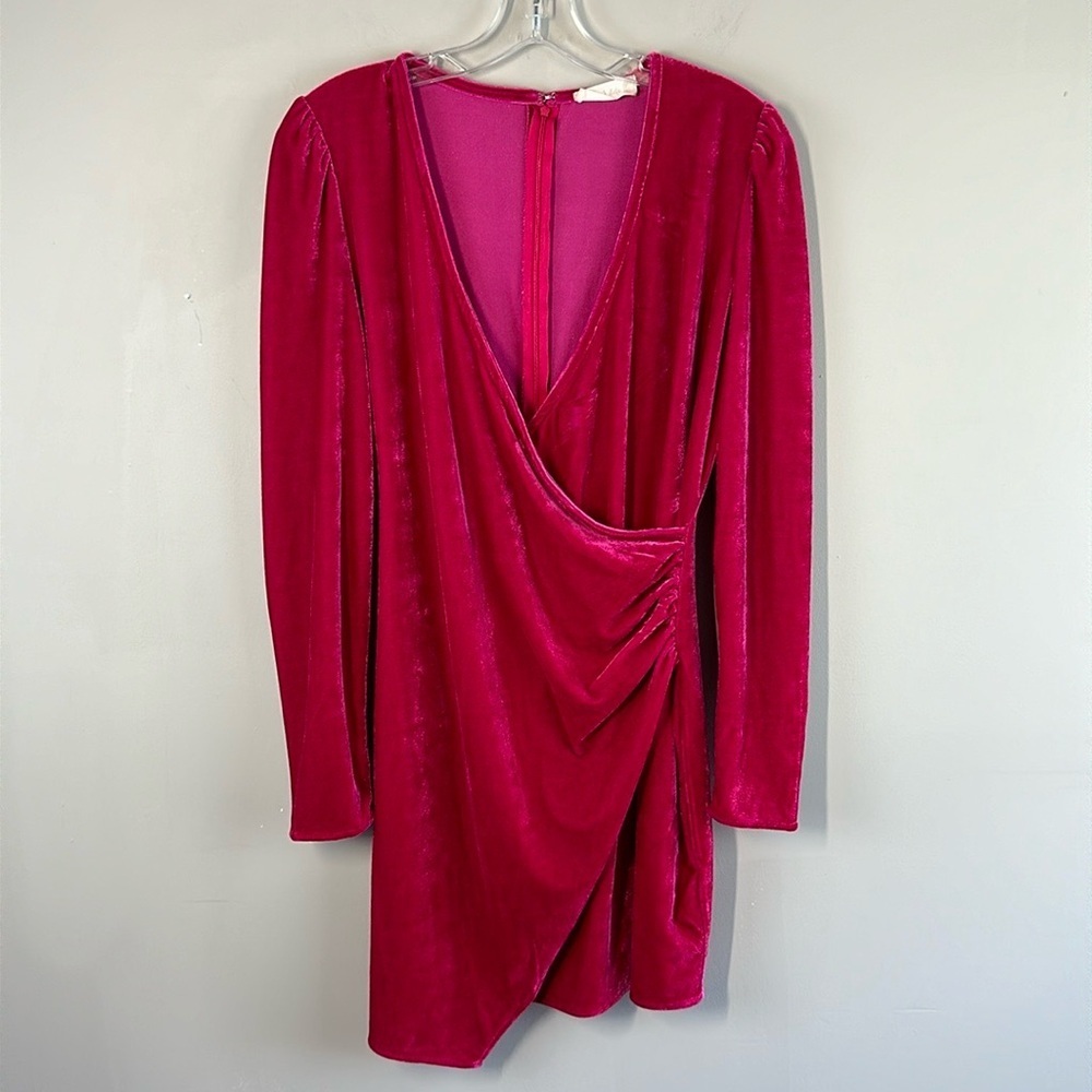 Alter’d‎ State Hot Pink Long Puff Sleeve Dress Size M
